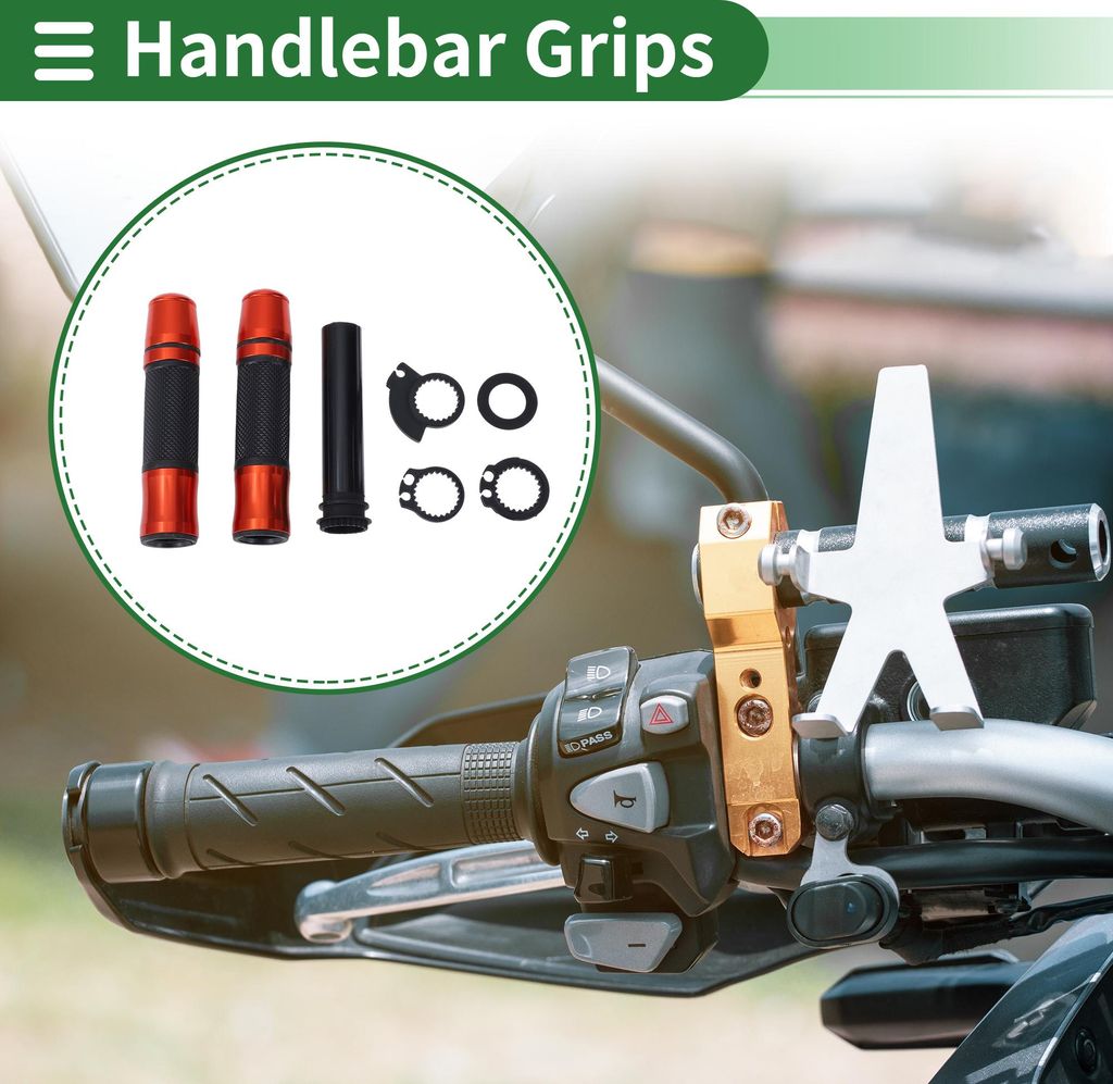 7/8" 22mm 15/16" 24mm Motorrad Lenkergriffe Abdeckung Kit Aluminiumlegierung Gummi Lenkergriffe für Motorrad Roller Fahrrad ATV Schwarz Orange 1 Set