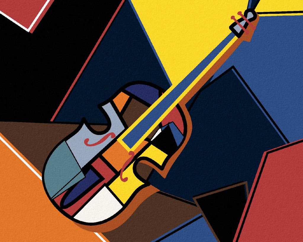 Zuty - Malen nach Zahlen - CELLO IM KUBISCHEN STIL, 40x50 cm, mit Keilrahmen (bereits gespannt)