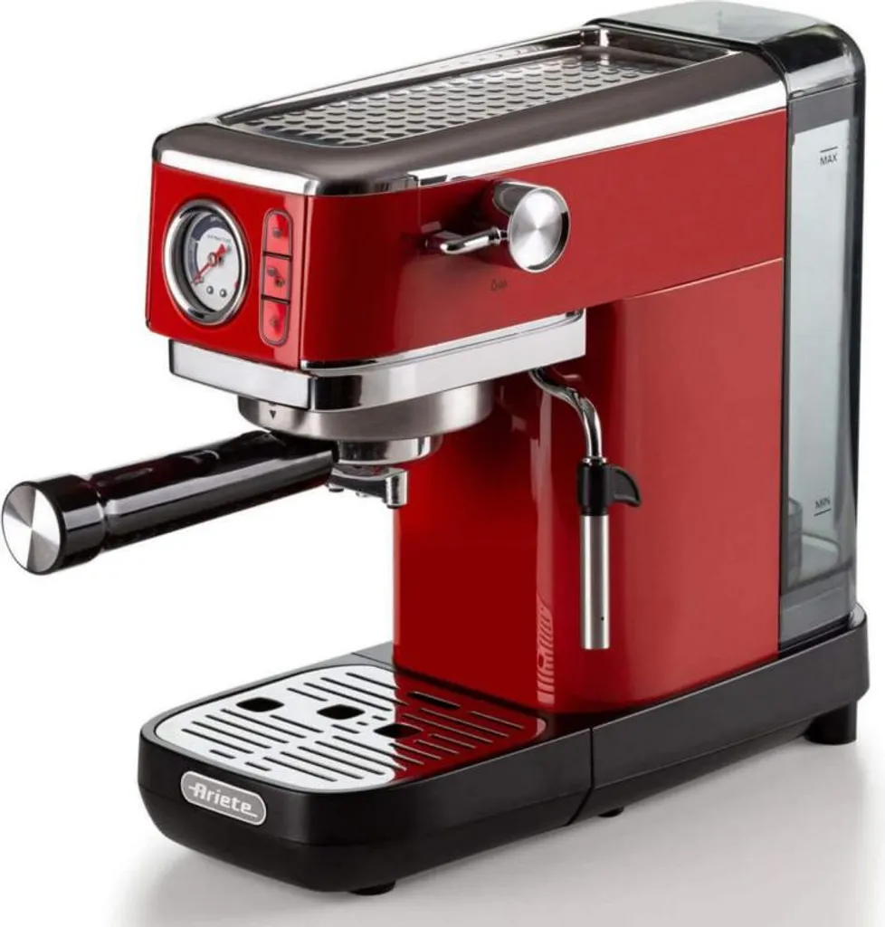 Cafetière expresso manuelle Ariete 1381 en métal rouge Slim Design