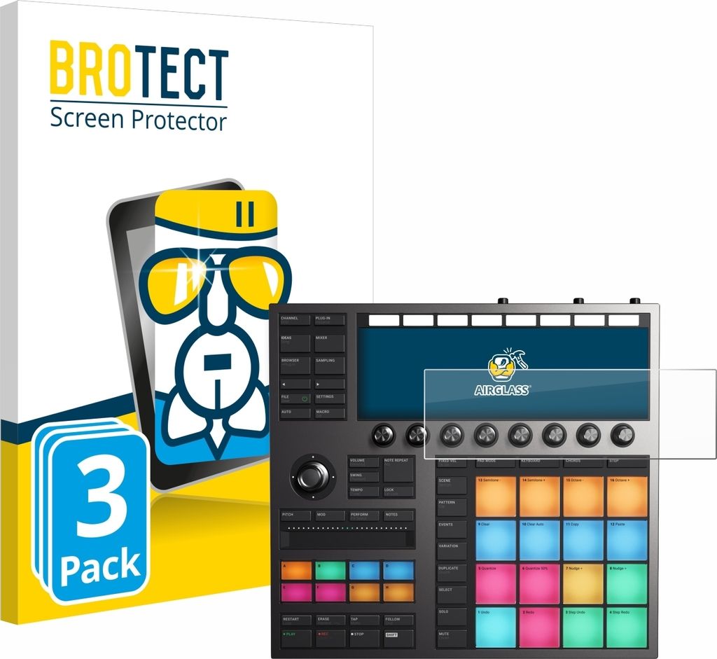 3x BROTECT Schutzglas für Native Instruments Maschine + Schutzfolie Panzer Folie Glas Display Schutz klar