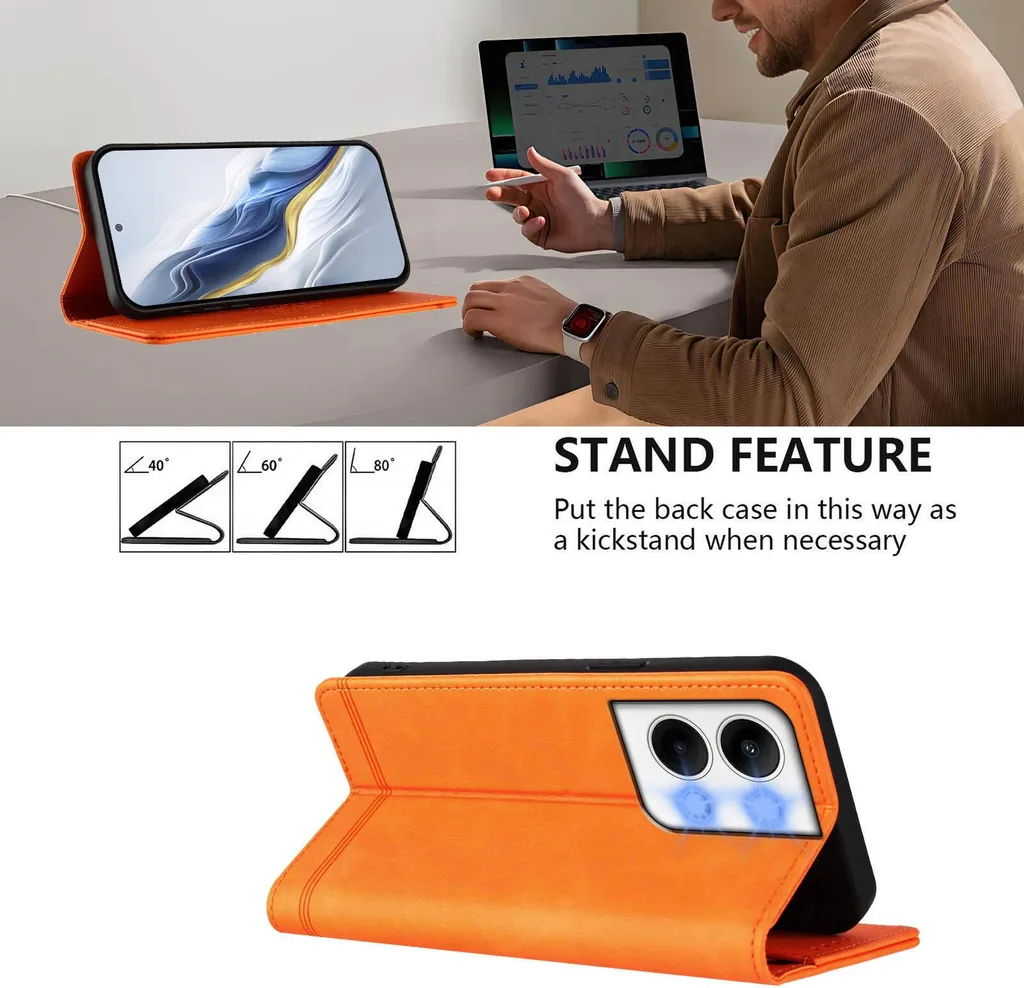 Recensione Cover Oppo Reno9 / Reno9 Pro 5G - Wallet Flip Orange - 3