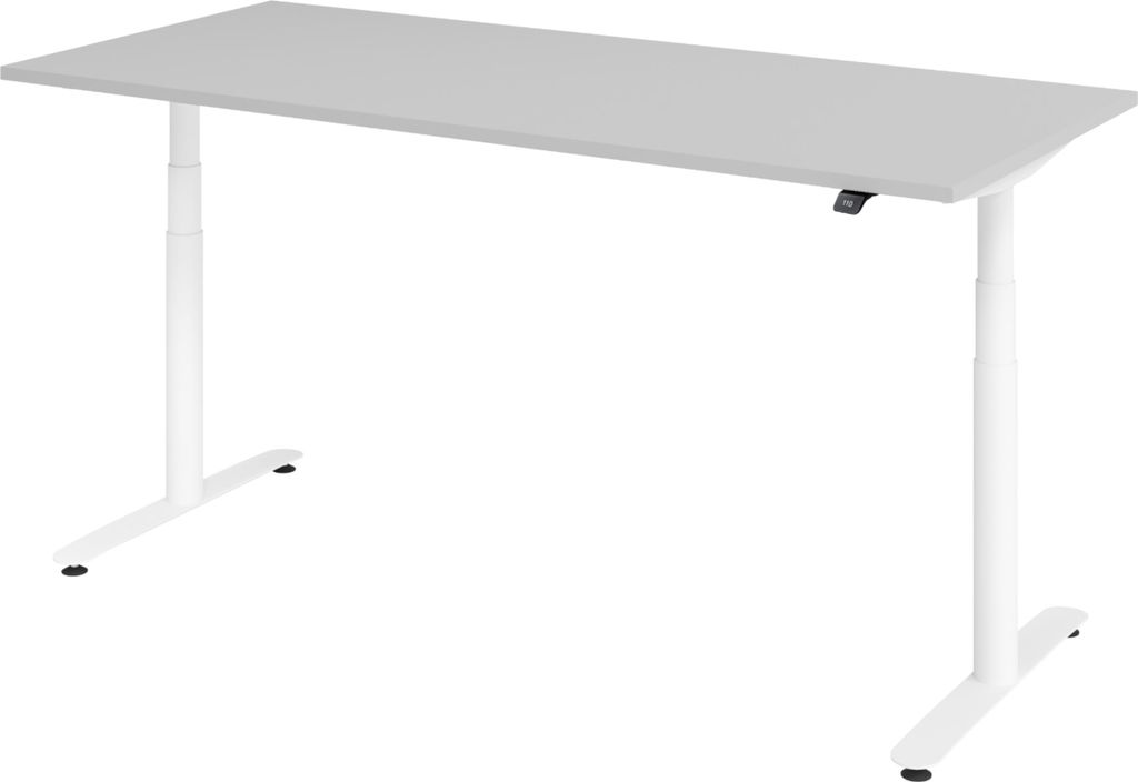 bümö Schreibtisch elektrisch Bluetooth & App XDLR - Nachbildung: Grau, Größe: 180 x 80 cm, Gestell: Weiß