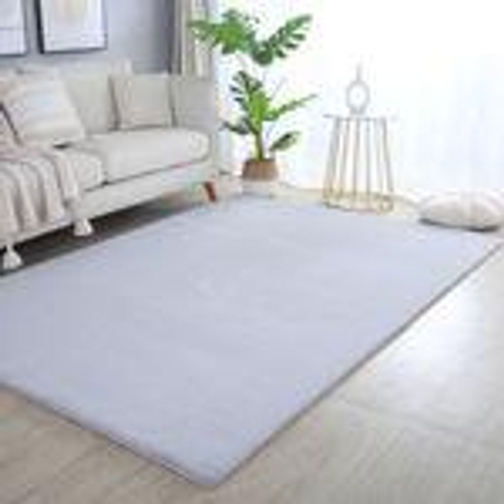 Hochflor Teppich Wohnzimmer Einfarbig Fellimitat flauschig weich kuschelig Pastell Töne, Größe: 240 x 340 cm, Farbe: Silber