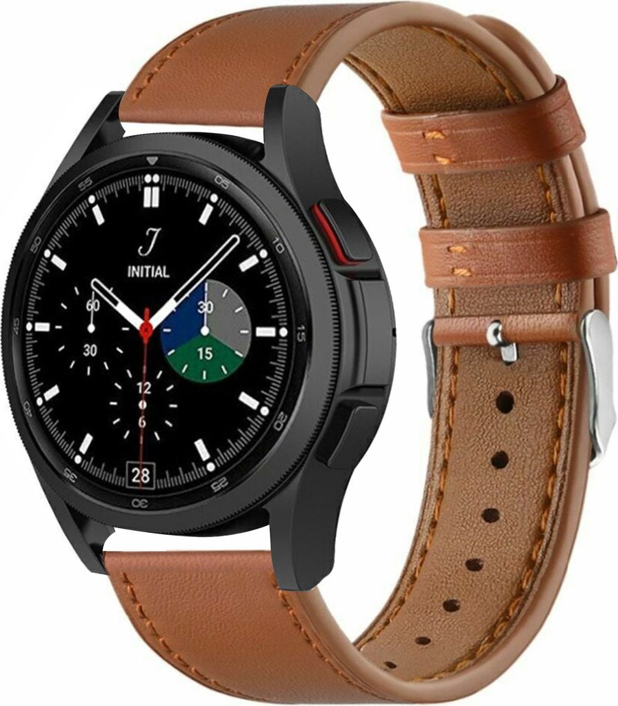 Strap-it Samsung Galaxy Watch 4 Classic 42mm Lederarmband (glattes Braun)