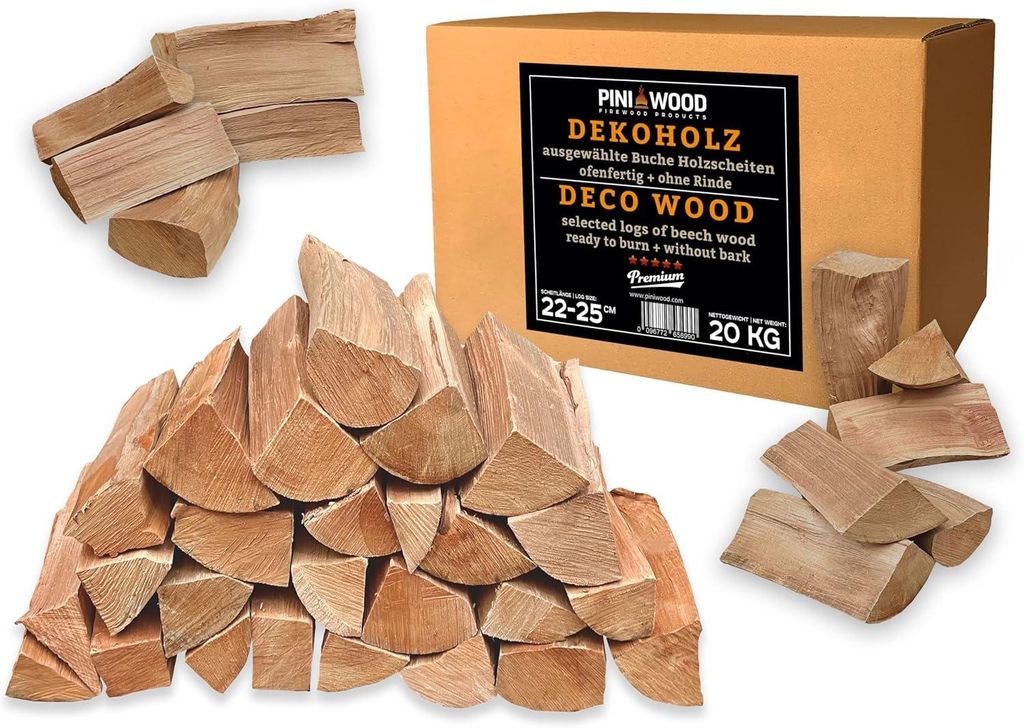Deko Holzscheite Buche ohne Rinde 20 kg Premium Dekoholz Produktbild 