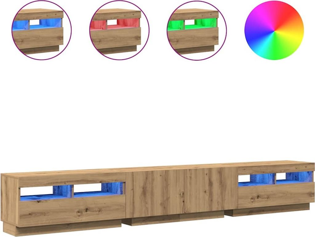 TV-Schrank mit LED-Leuchten Artisan-Eiche 260x35x40 cm