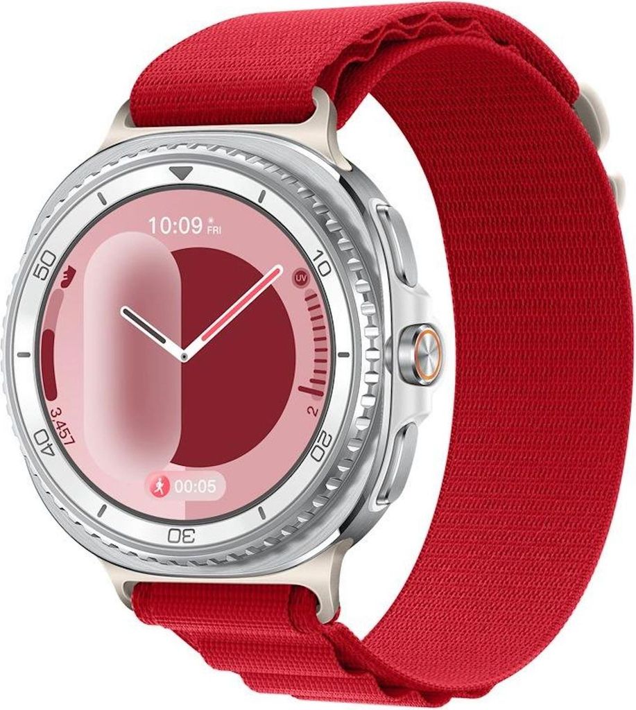 Nylon Armband für Samsung Galaxy Watch 8 / 8 Classic Alpine Loop Design Rot