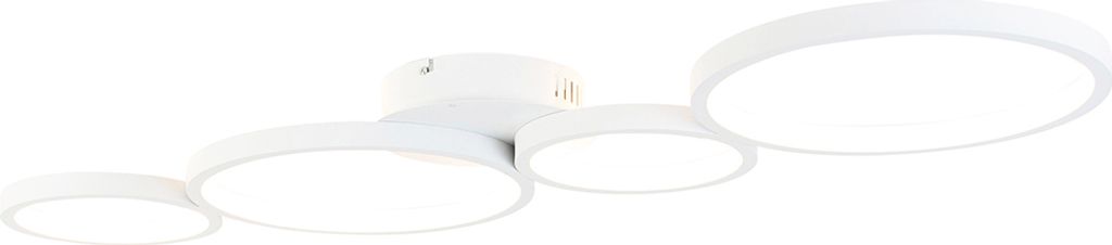 Qazqa led Design Deckenleuchte, Deckenlampe - Lupolo - Weiß, 2700K, warmweiß, dimmbar, 4-flammig, 100cm, Ideal als Bürolampe, Flur, Schlafzimmer...