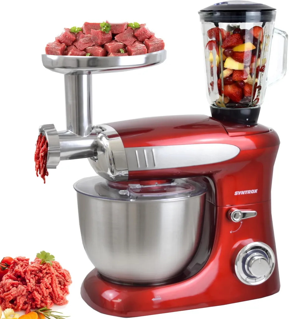Syntrox Germany KM-1300W de Luxe Robot de cuisine Pétrin 6,5L complet