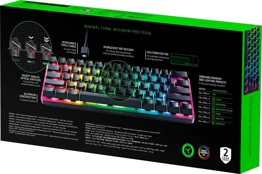 Razer Huntsman Mini Analog : Switchs Optiques et Format 60% Noir - 10