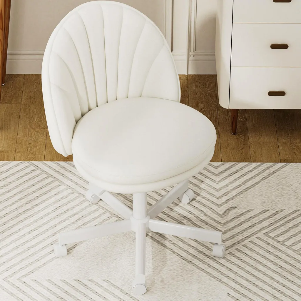 Chaise de bureau confortable sur roulettes et hauteur réglable blanc - 11