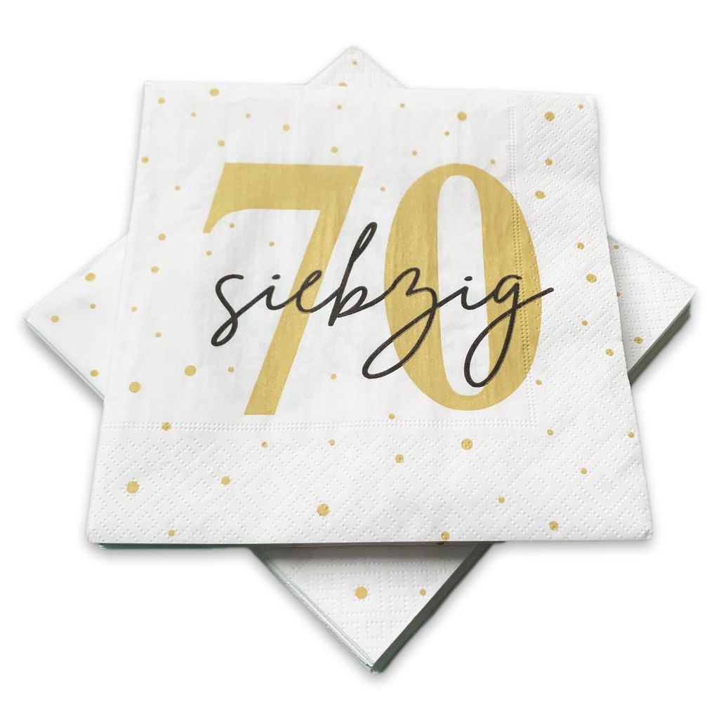 20 Servietten zum 70. Geburtstag 33 x 33 cm - weiß gold Produktbild 