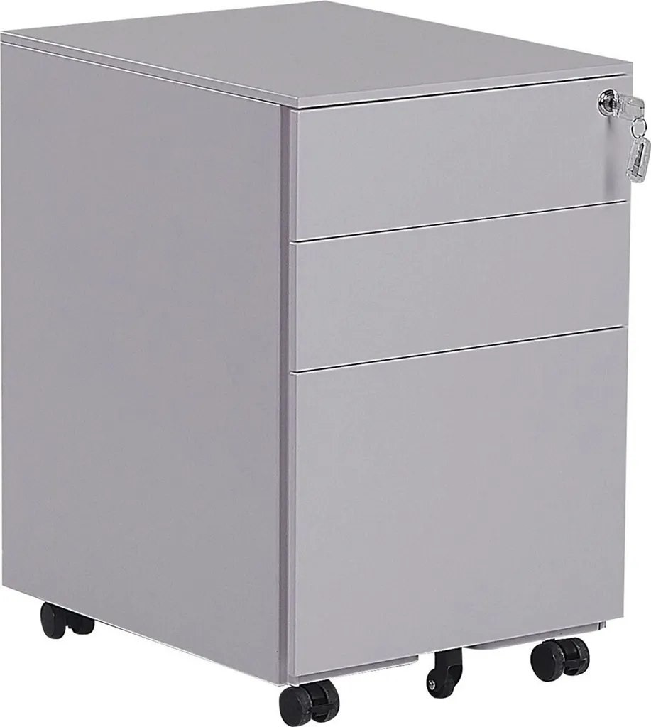 Caisson de rangement industriel 3 tiroirs verrouillables acier gris