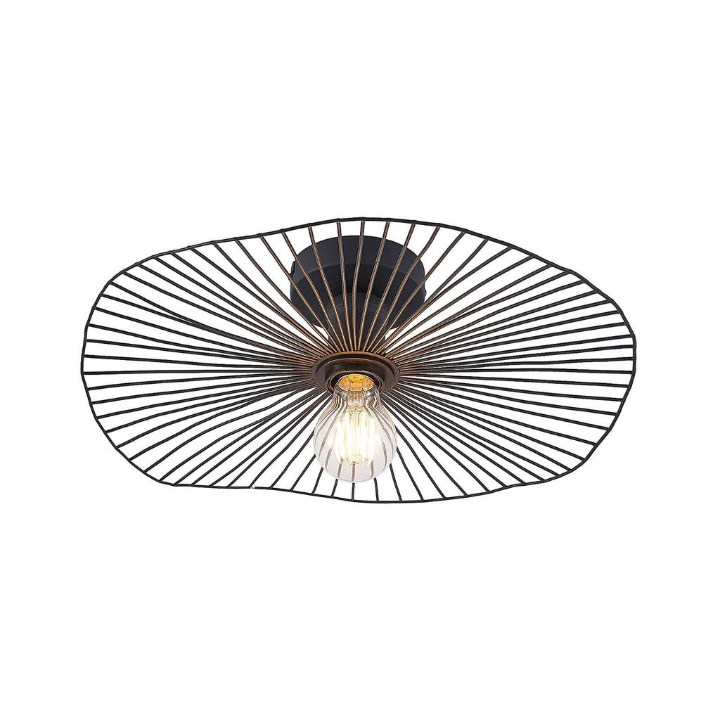 Lindby Deckenleuchte Ruota, schwarz, Metall, Ø 40 cm, E27 Produktbild 