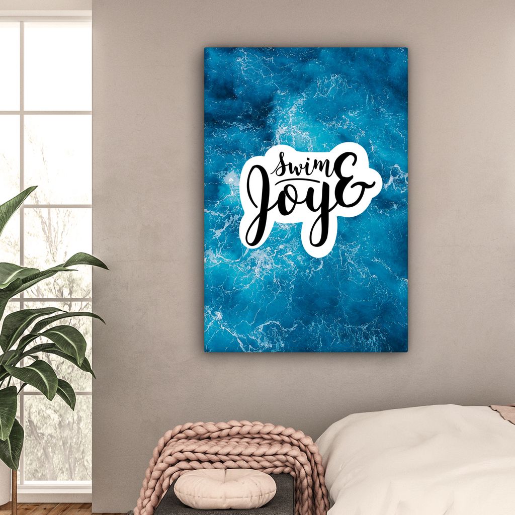 OneMillionCanvasses - Leinwandbilder - 90x140 cm, Meer - Blau - Zitate - Sommer, Wandbilder Kunstdruck Wanddekoration - Wandschmucke - Schlafzimmer