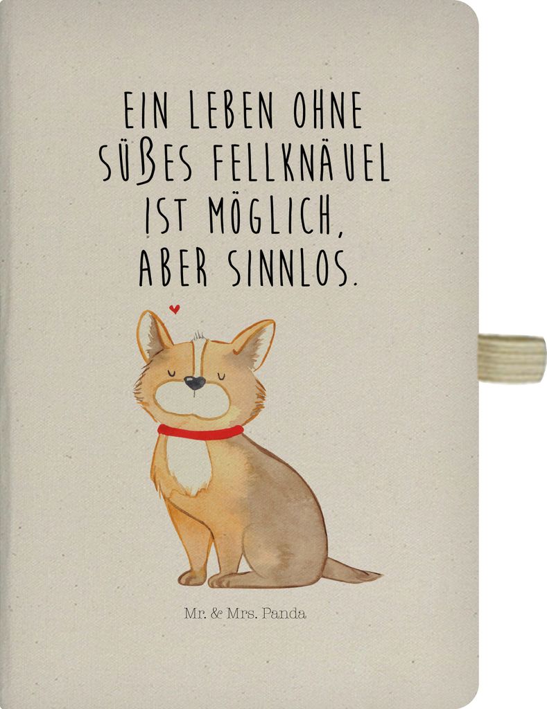 Mr. & Mrs. Panda Journal Hund Glück - Transparent - Geschenk, Tagebuch, Corgie, Herz, Sprüche, Liebe, notizbuch, Reisetagebuch, Kladde, Skizzenbu...