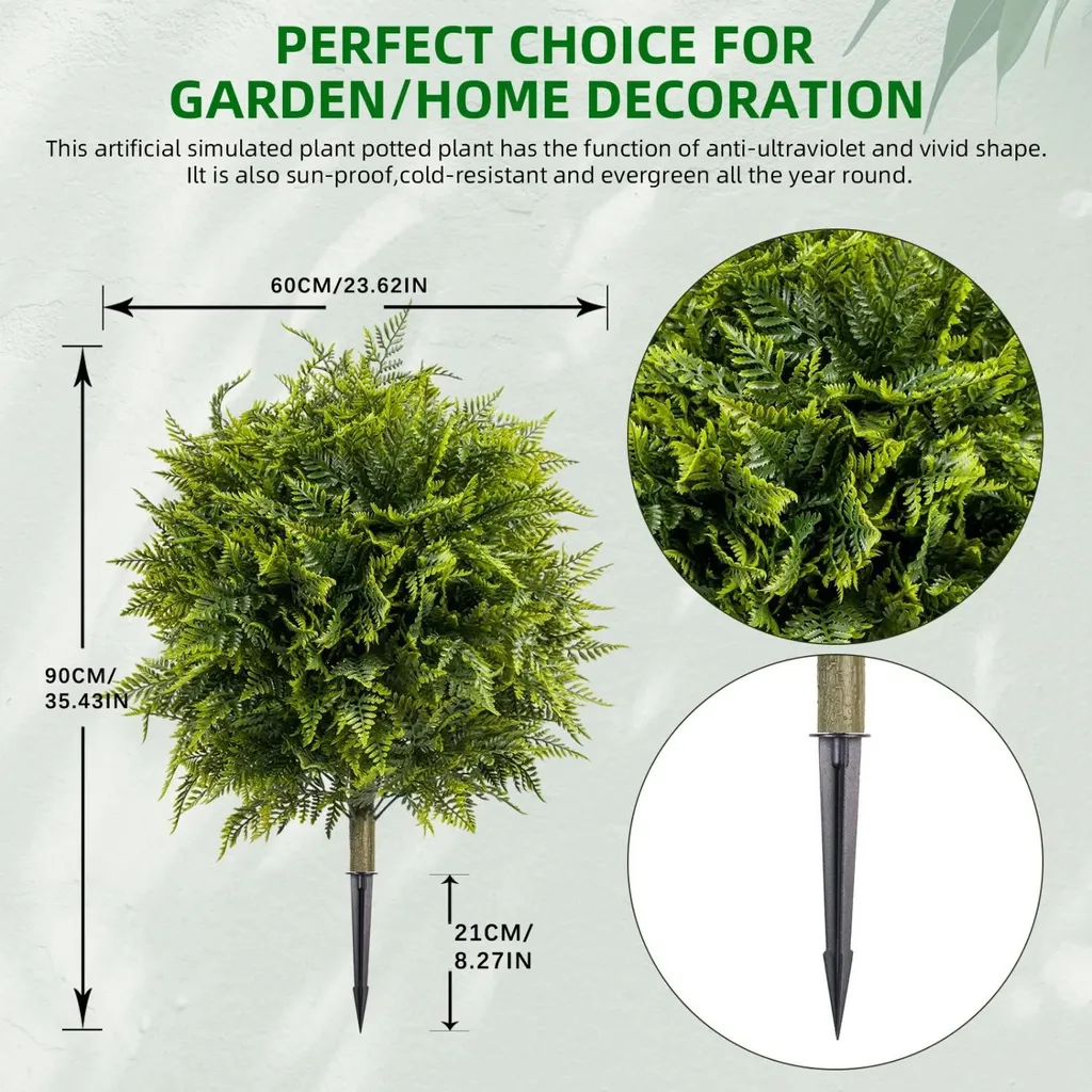 Fougère Artificielle 90 cm Intempéries - Solution Déco Jardin Lot de 2
