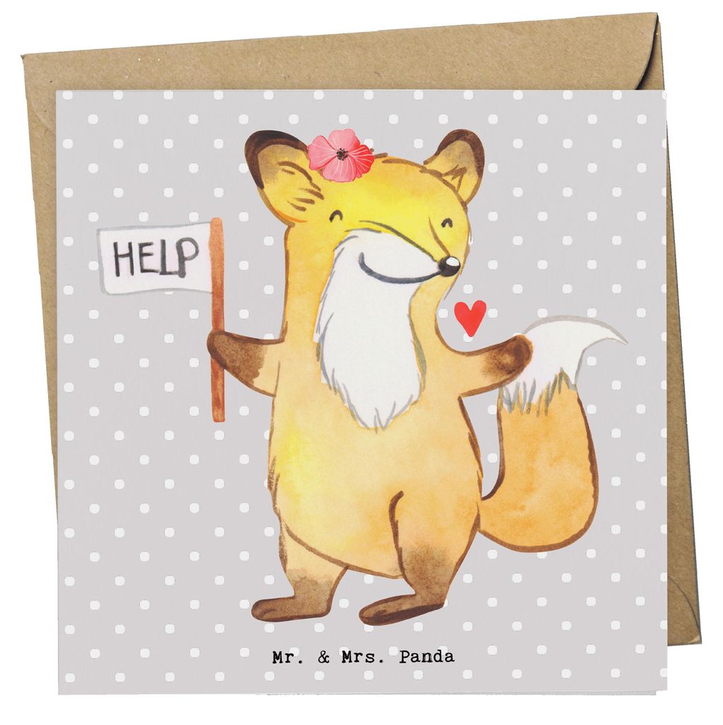 Mr. & Mrs. Panda Grußkarte Sozialarbeiterin Herz - Grau Pastell - Geschenk, faltkarte, Glückwunschkarte, anlasskarte, doppelkarte, Klappkarte