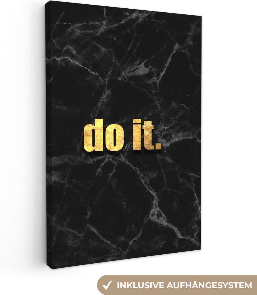 OneMillionCanvasses - Leinwandbilder - 90x140 cm, Zitate - Motivation - Gold - Schwarz, Wandbilder Kunstdruck Wanddekoration - Wandschmucke - Sch...