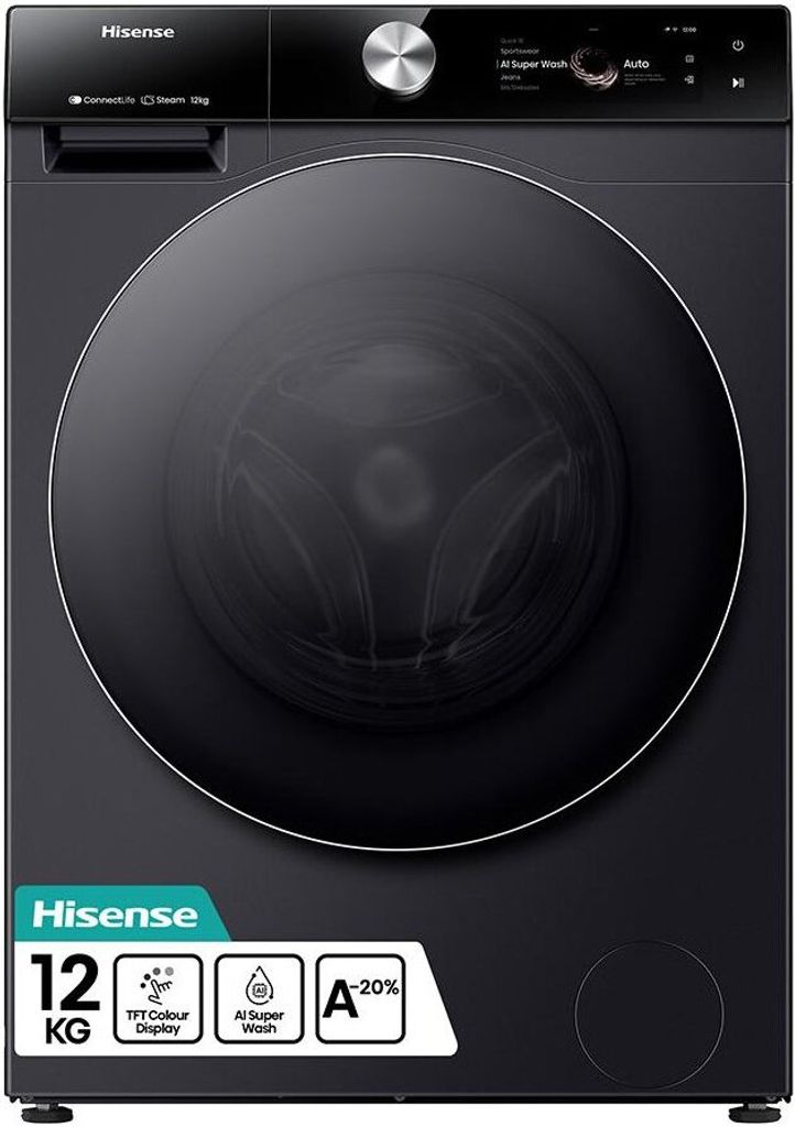 Hisense WF7S1247BB Waschmaschine Frontlader 12 kg 1400 RPM Schwarz