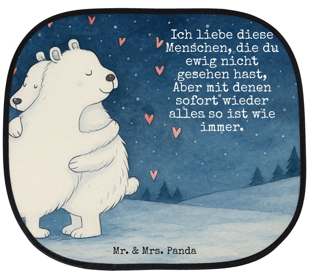 Mr. & Mrs. Panda Sonnenschutz Auto Eisbär Umarmen Design - Weiß - Geschenk, Sonnenblende, für Autoscheiben, Fenster, Lustige Sprüche, blendschu...