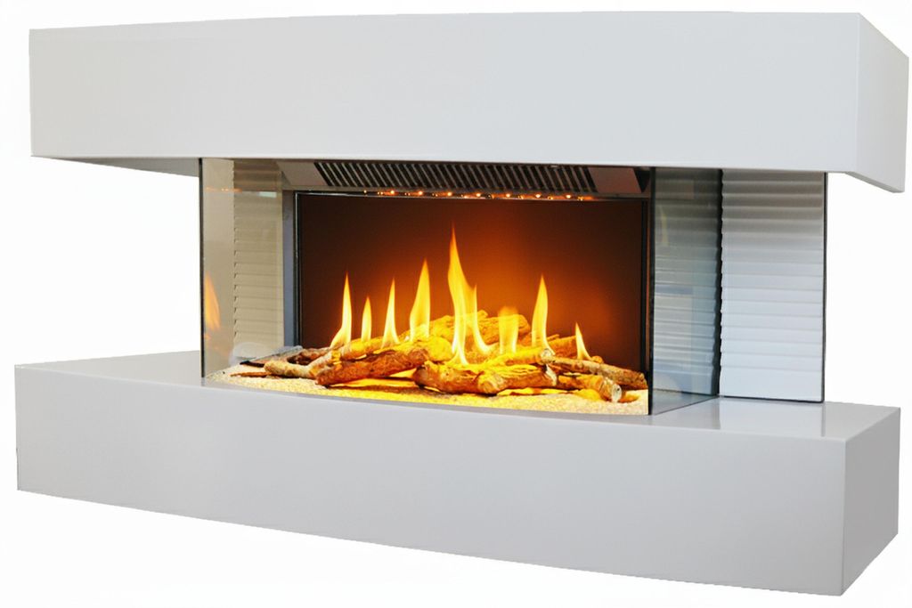 CHEMIN'ARTE - Elektrischer Wandkamin Lounge Medium Weiß 82 cm LED-Flammeneffekt, programmierbare Heizung, Fernbedienung