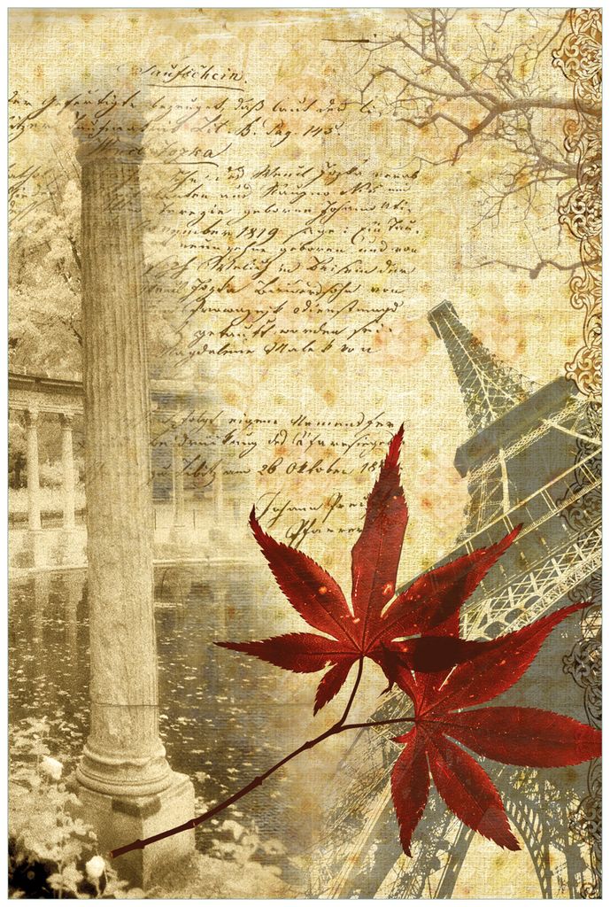 Wallario Wandbild aus Acryl, 90 x 60 cm, freischwebende Optik - Paris Design - Eiffelturm im Herbst