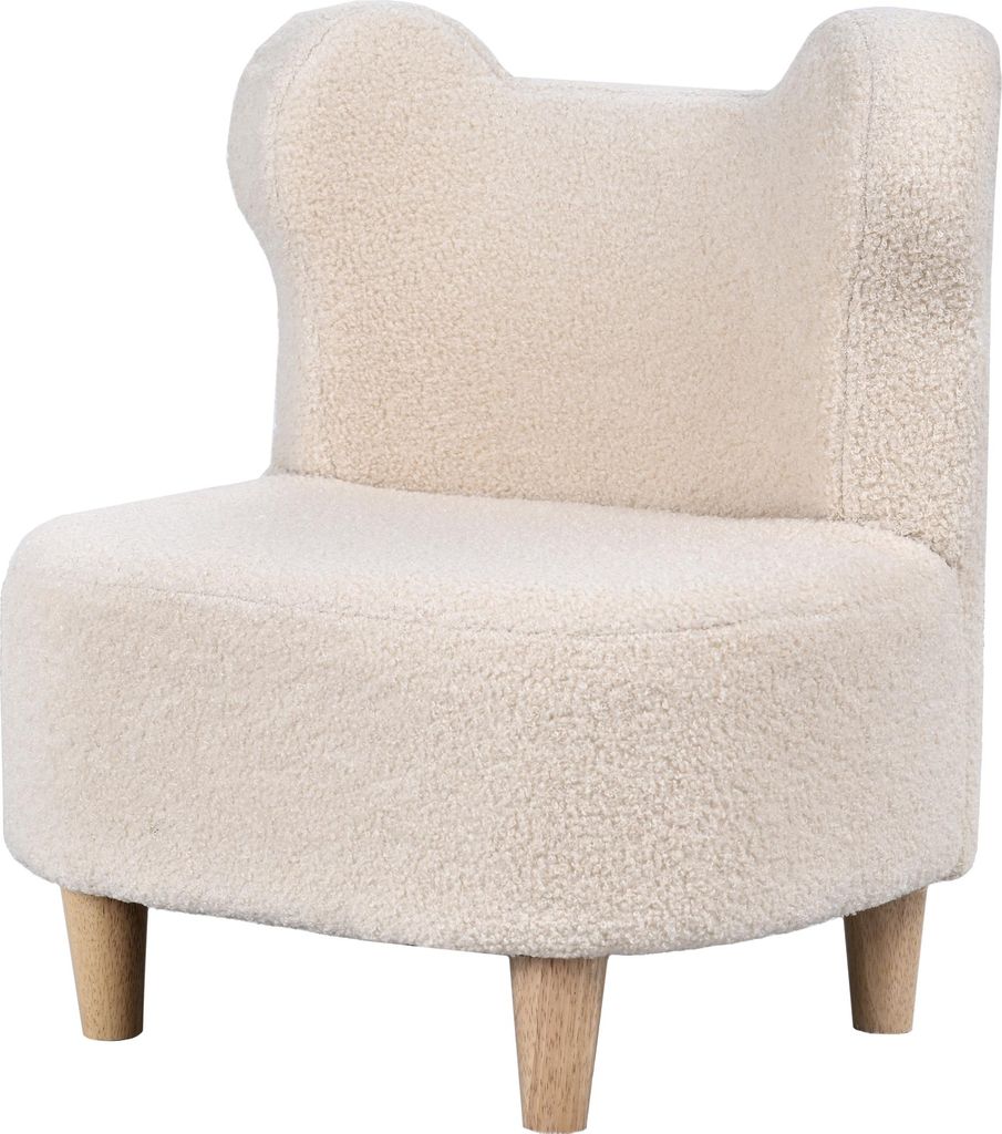 Kindersessel, Plüschsessel mit Bärenohren, Fleece-Bezug, Schaumstoff, Beige