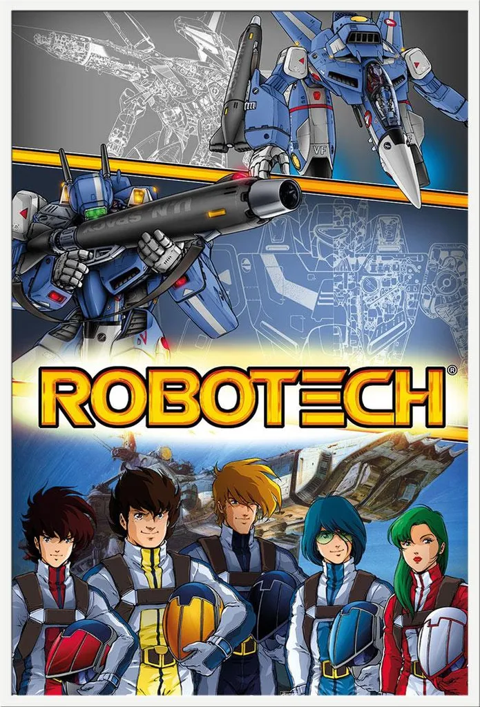 Cadre Robotech Shinsuke blanc : affiche protégée sous vitre acrylique