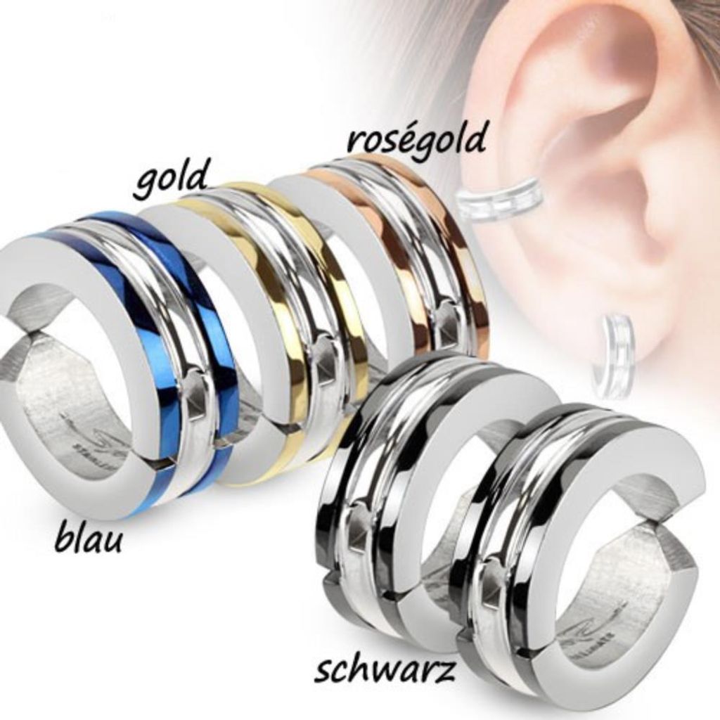 Fake Creolen Ohrclips für Damen und Herren Gold Produktbild 2