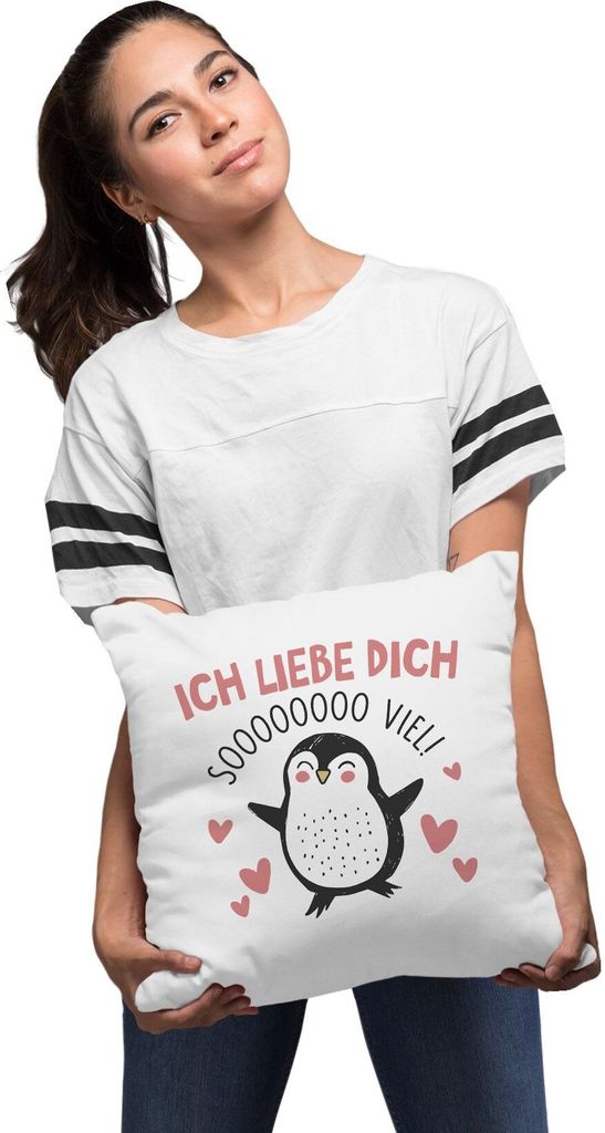 MoonWorks Kissenbezug 'Scheiß Auf Valentinstag Ich Liebe Dich Jeden Tag' – 40x40 Cm, 100% Baumwolle, Mit Verstecktem Reißverschluss