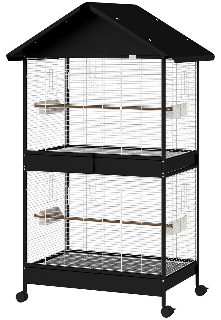 PawHut Vogelvoliere Groß Vogelkäfig mit Abnehmbar Trennwand Produktbild 