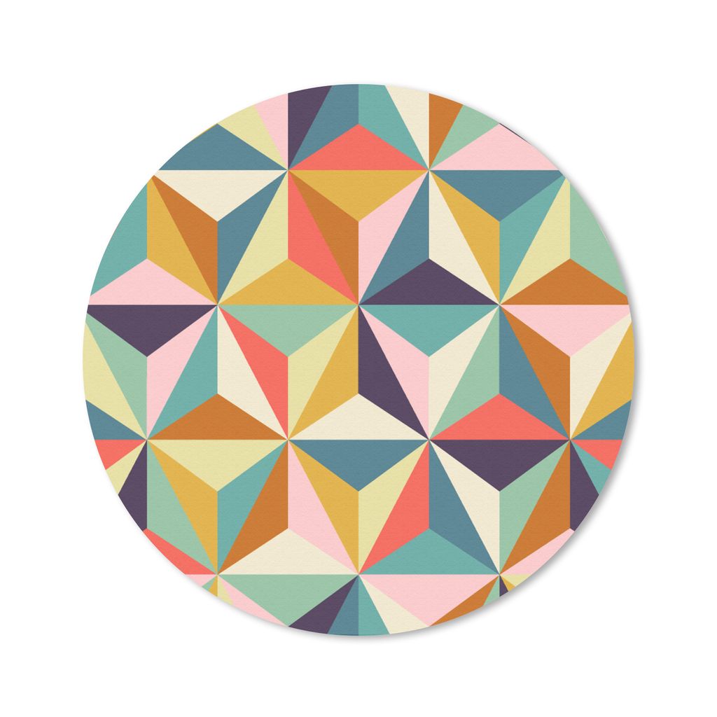 MuchoWow Mauspad Mousepad Retro - Regenbogen - 3D - Geometrie - Dreieck 50x50 cm - Mousepads - Maus Mat - Pad - Mausunterlage - Vinyl