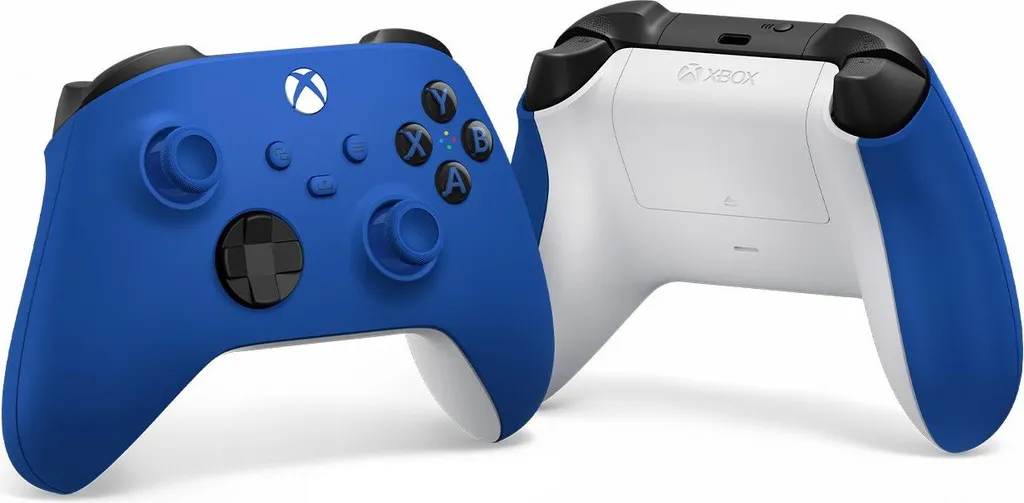 Manette sans fil Xbox Controller Shock Blue - Version Robot White et Bleu