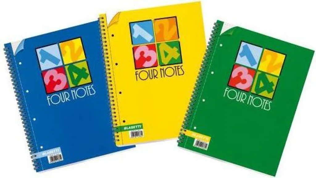 Carnet de notes Blasetti Four Notes Multicolore A4 à spirales robustes