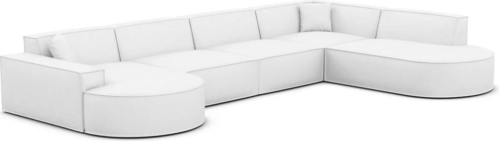 Kunstleder U-Form XL Lounge Wohnlandschaft Brevia Weiß Links