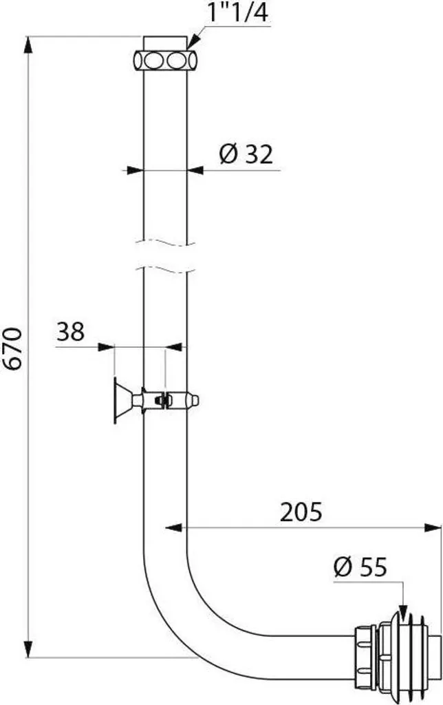 Raccord d'Adaptation Chasse d'Eau Inox D32/D55 pour TEMPOCHASSE G11/4B