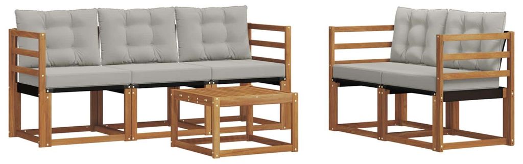vidaXL Outdoor-Sofagarnitur mit Kissen 6 pcs Natürlich und Hellgrau