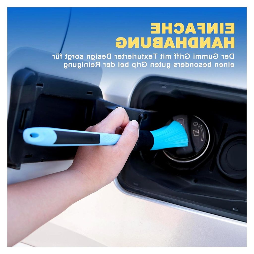 2X Auto Detailing Pinsel Set, Hart Detail Bürsten für effiziente Felgenreinigung - chemieresistente Felgenbürste für Alufelgen und Motorraum