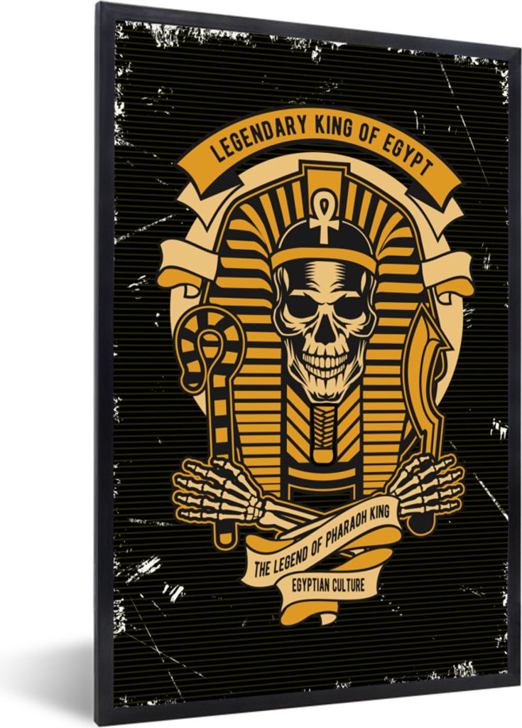MuchoWow MuchoWow Gerahmtes Poster Pharao - Ägypten - Skelett - Retro 20x30 cm - Poster mit zchwarzem Bilderrahmen - Drucken - Bilder Poster i...