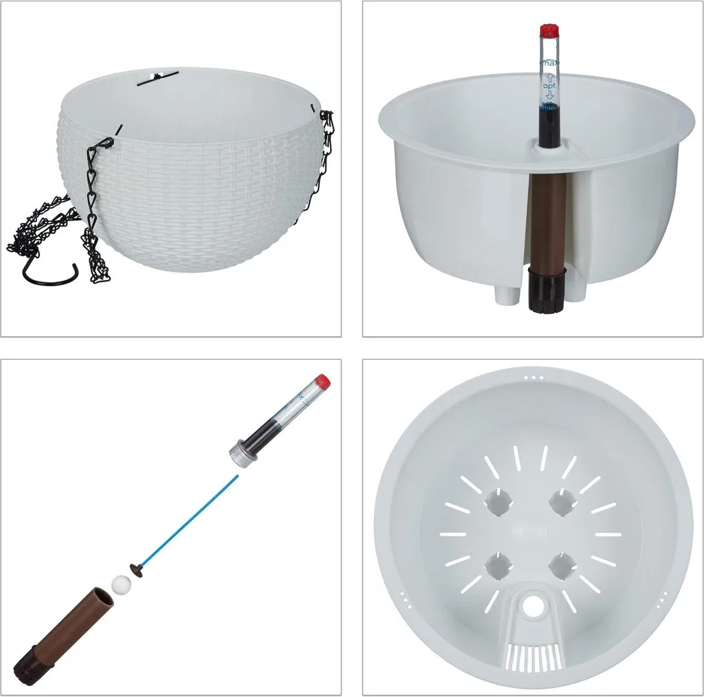 Panier suspendu à réserve d'eau lot de 2 pots robustes avec drainage malin - 5