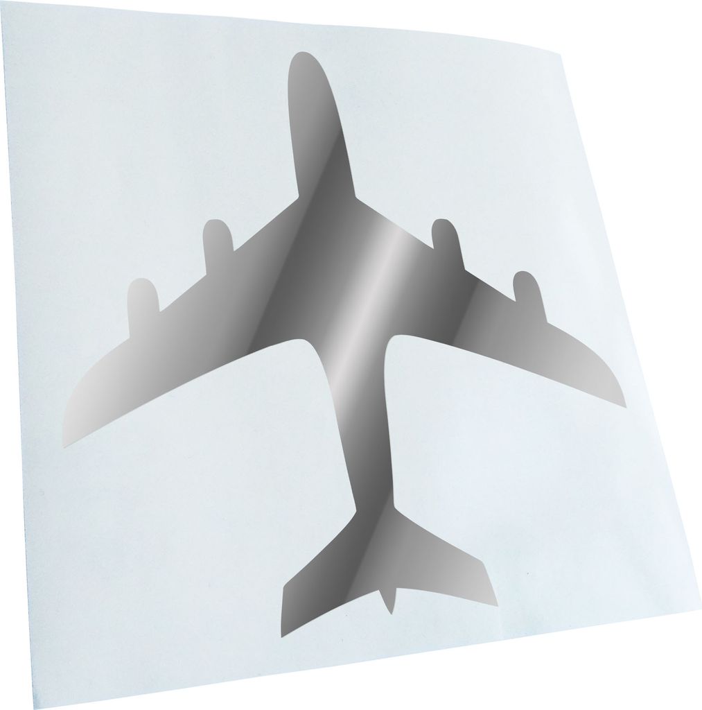 Kiwistar - Autoaufkleber - chrom - 40 x 40 cm - Flugzeug - Heckscheibenaufkleber - Aufkleber für Auto Kfz Fahrrad, LKW, Truck Mofa