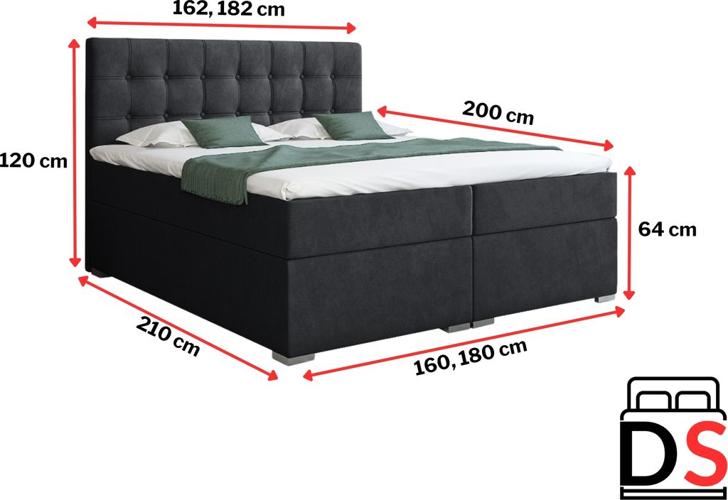 Boxspringbett COLORADO 160x200 cm Kronos 34 Anthrazit Produktbild 4