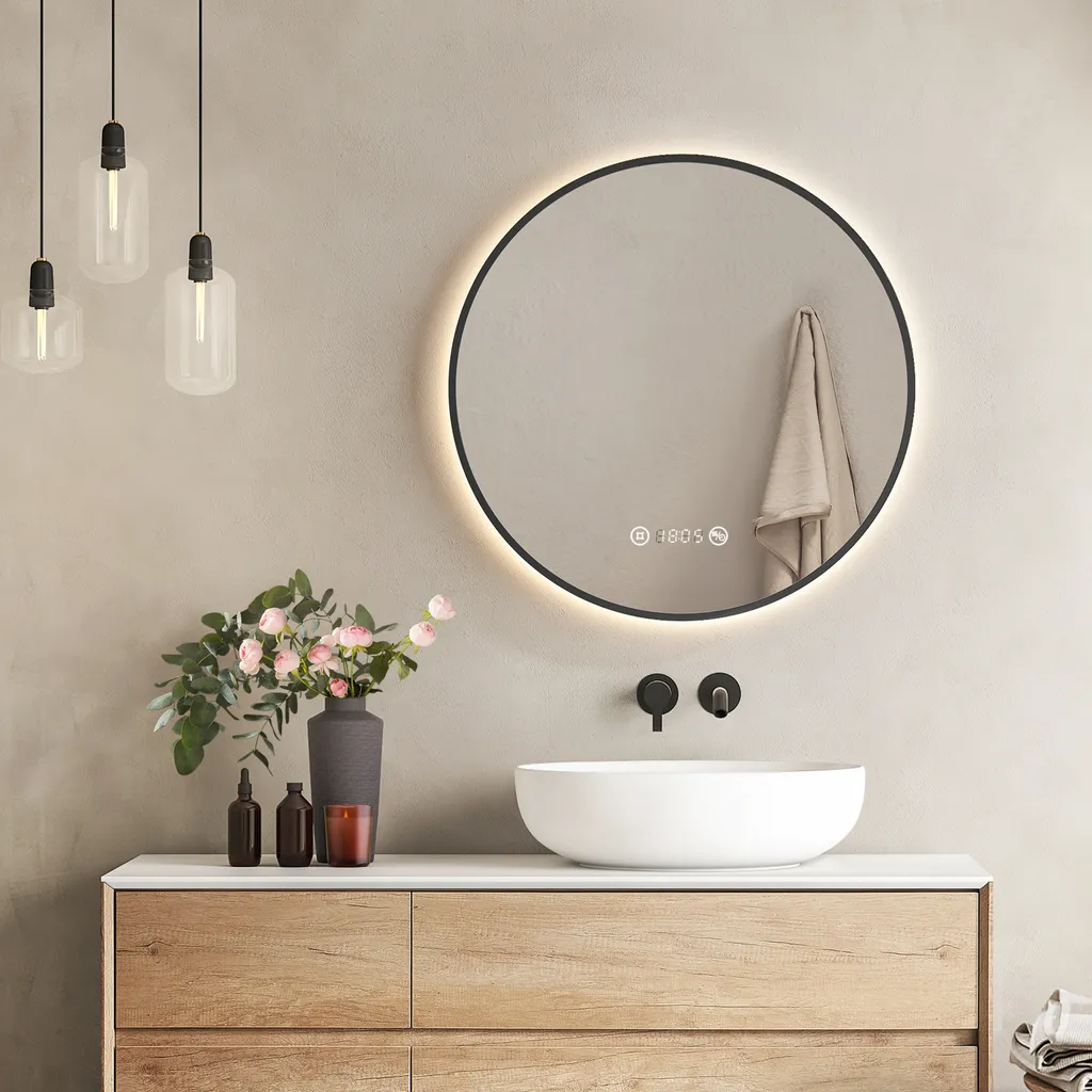 Specchio Intelligente EMKE LED 60cm | Orologio, Touch e Anti-appannamento