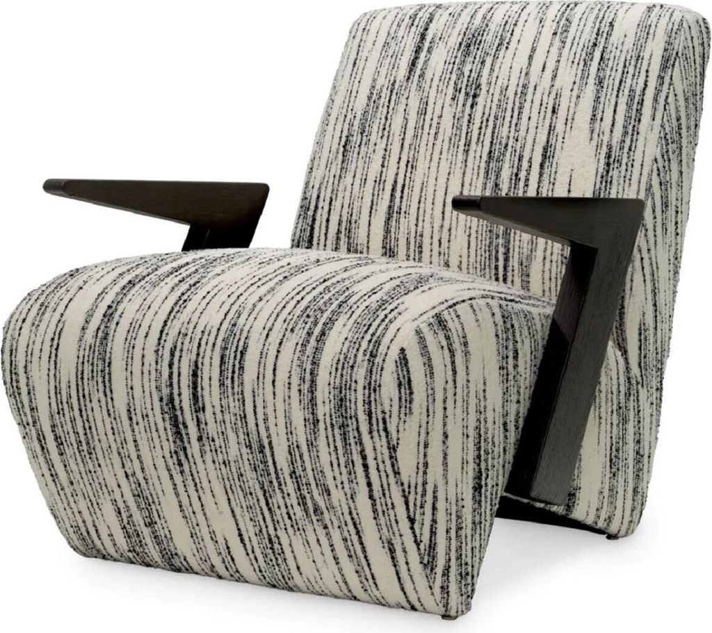 Casa Padrino Luxus Sessel Weiß / Schwarz 70 x 92 x H. 73 cm