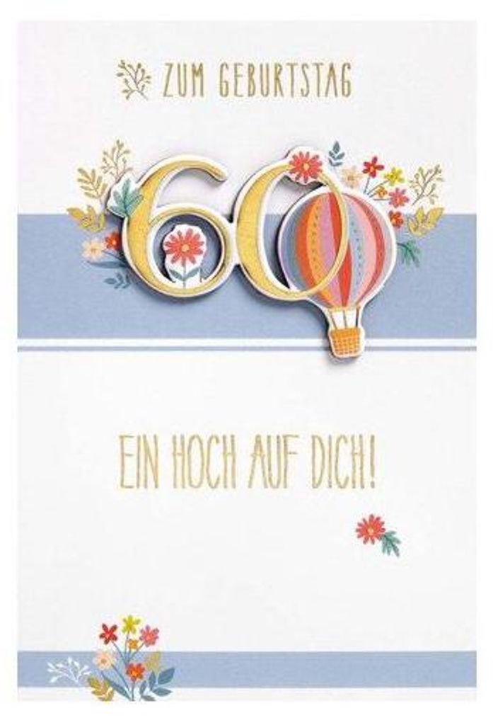 Geburtstagskarte Feelings, Zahl 60, mit Applikation Produktbild 