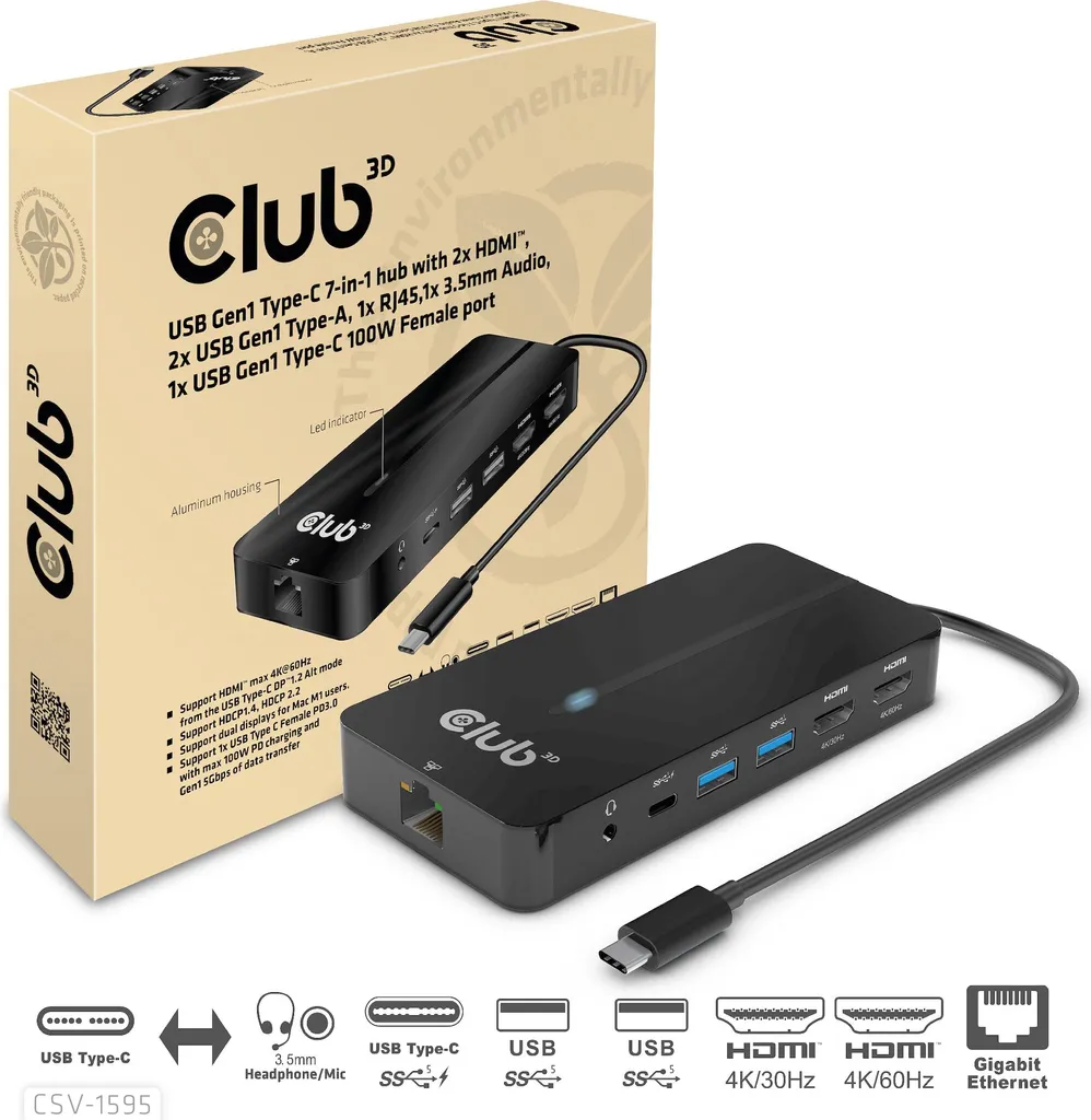 Solution Double Écran 4K 60Hz via Hub USB-C Club3D pour PC et MacBook