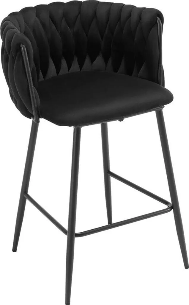 Tabouret de bar en velours noir avec dossier design luxe - Unité