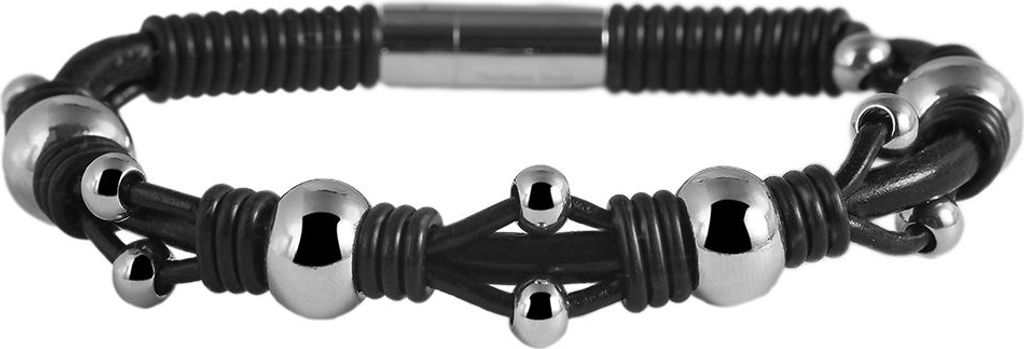 Akzent Geflochtenes Armband aus Kunstleder und Edelstahl in silberfarbig
