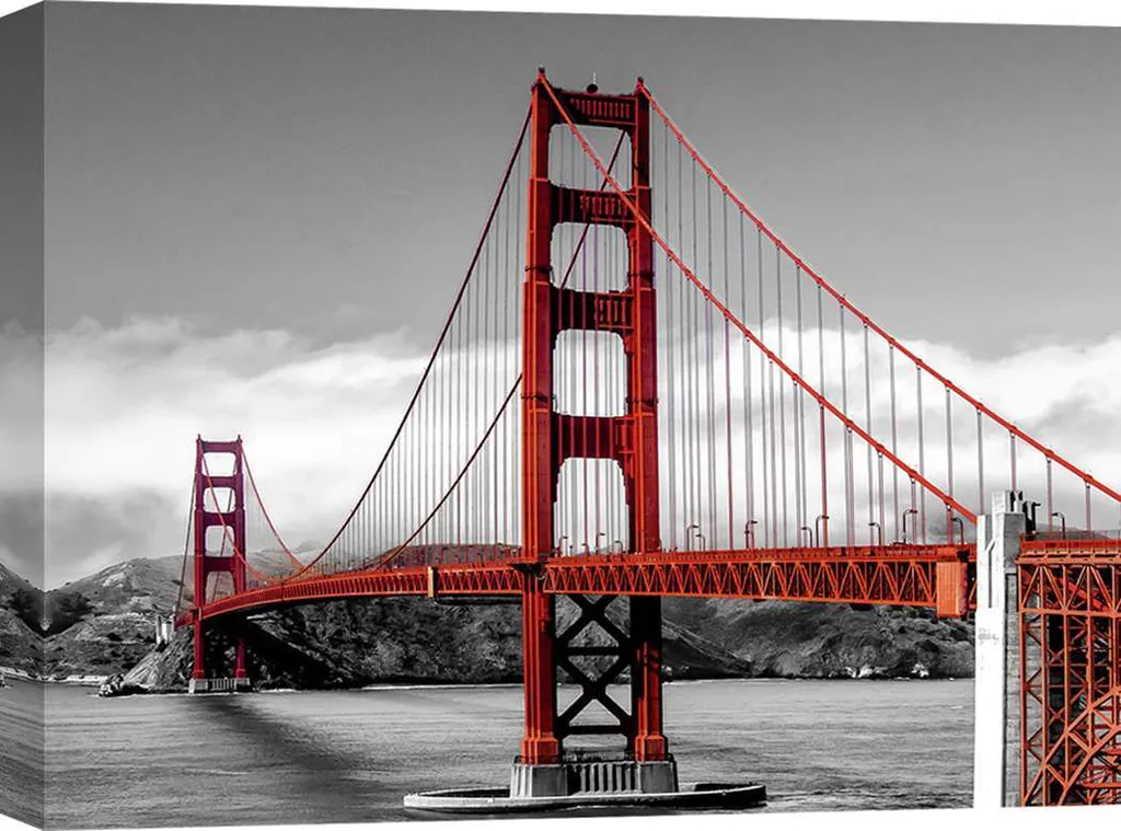 Stampa su Tela Golden Gate San Francisco - 60x40 cm - Telaio Legno